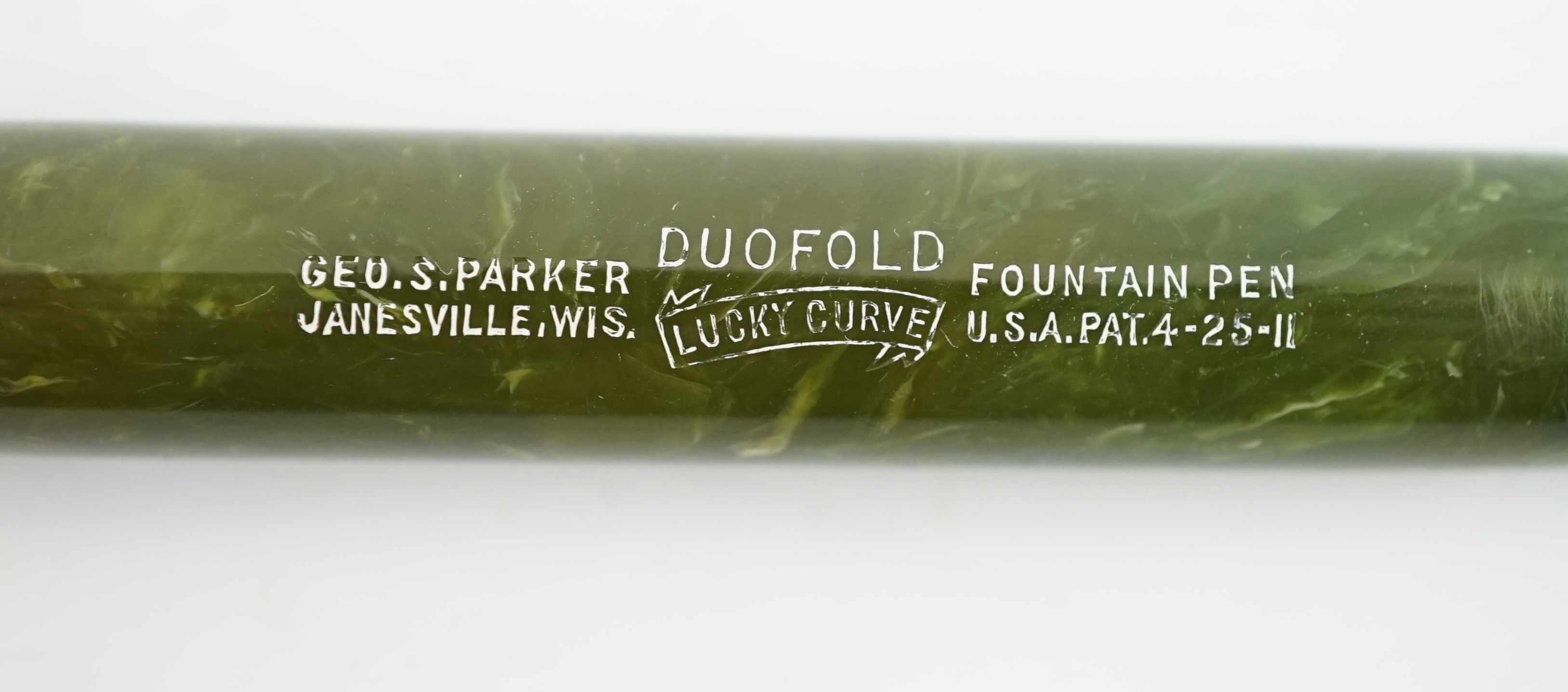 A Parker Duofold Lucky Curve Senior in jade green